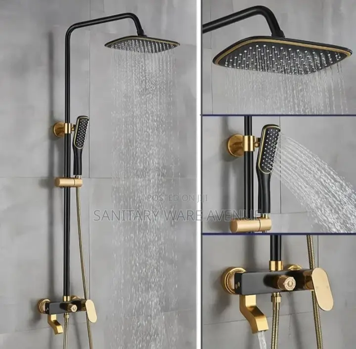 Bathroom Shower Mixer - Black and Gold Shower -