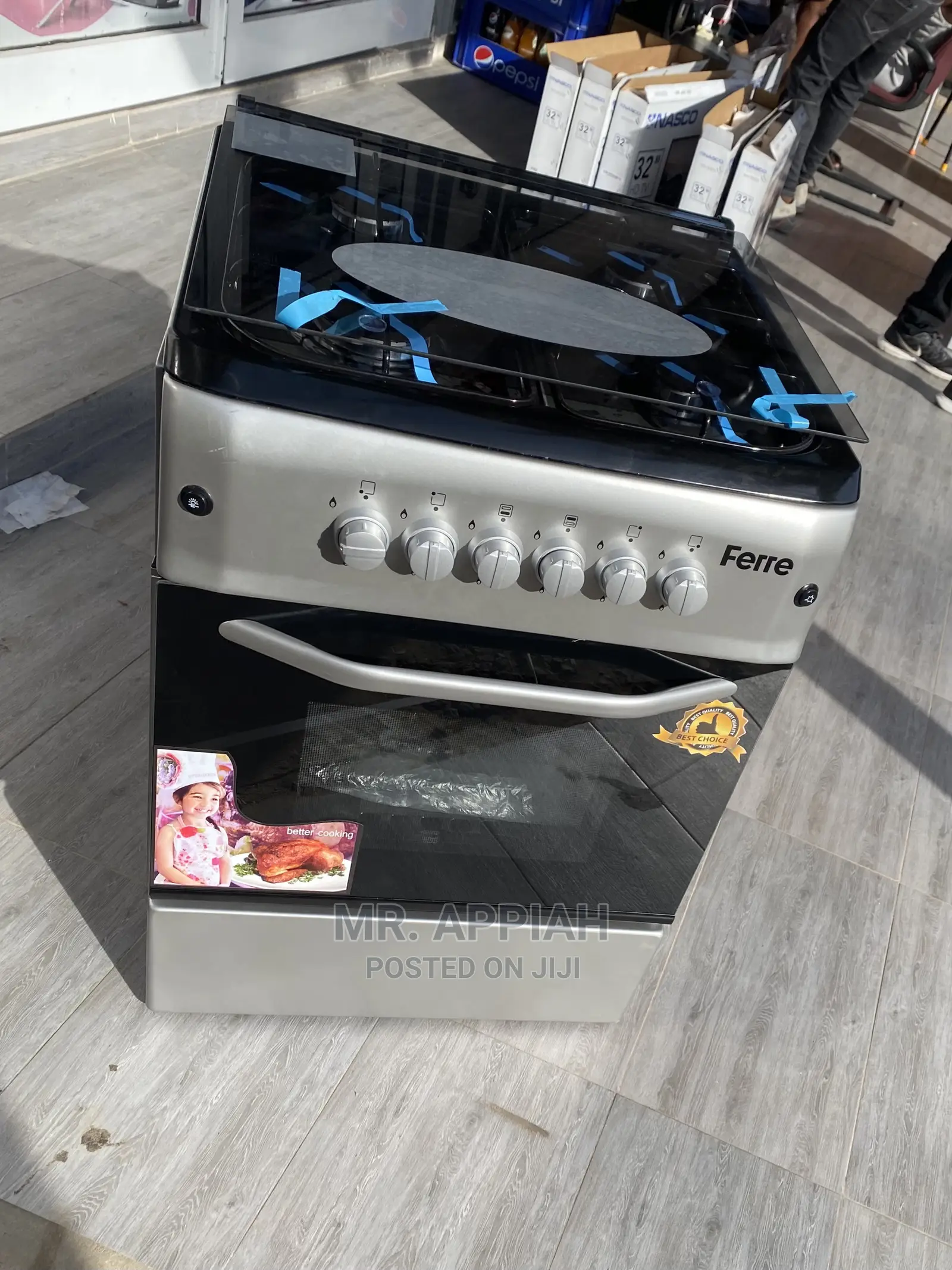 (Gray) 50x55 Ferre 4 Gas Cooker With Grill Oven 
