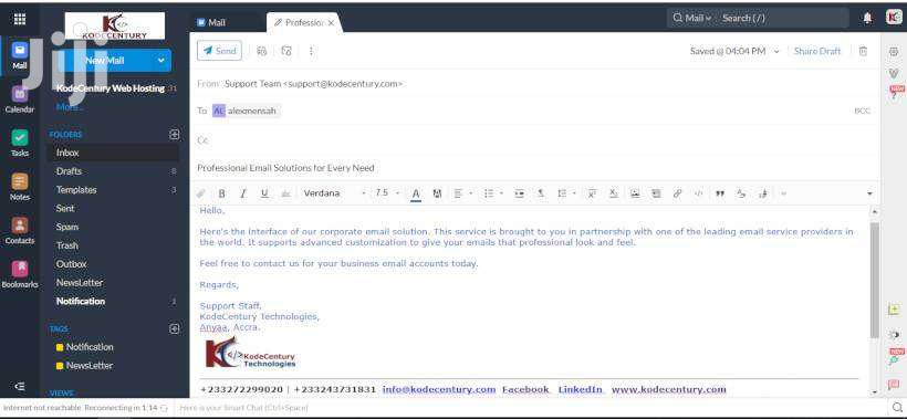 Corporate Email Solution + 1 Free Domain Name (Basic Plan)