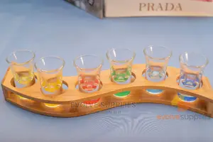 30ml Coloured Tequila Shots With Wooden Stand