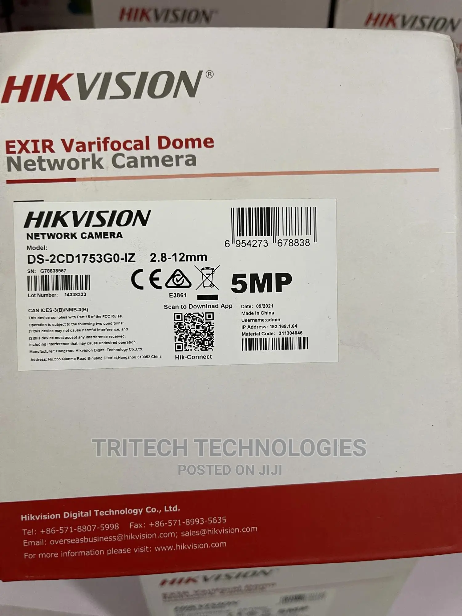 Hikvision Ds-2cd1753g0-1 (Z) 5mp Varifocal Dome IP Camera