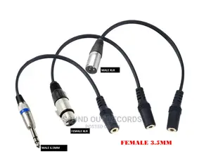 Female 3.5mm to Male/Female XLR/Male 6.5mm Cable Adapter