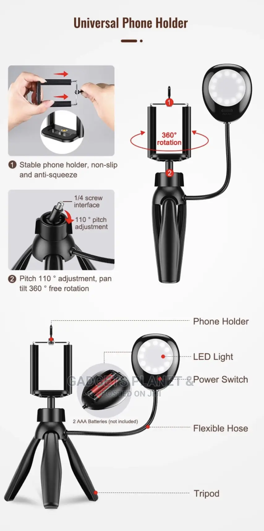Mini Smartphone Selfie Studio With Tripod Stand and Lamp