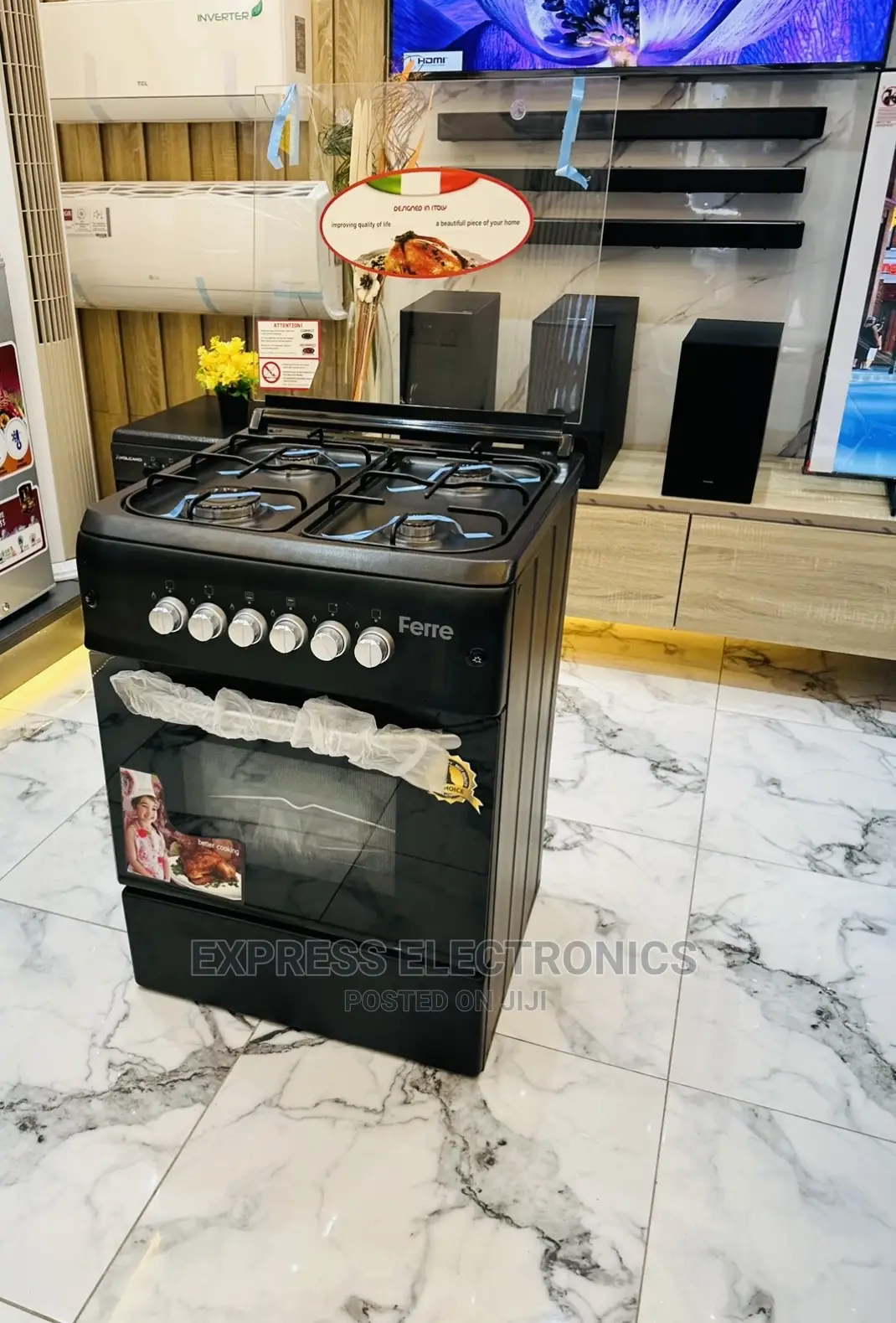 Home of Quality 60/60smart Gas Cooker Black 4burner