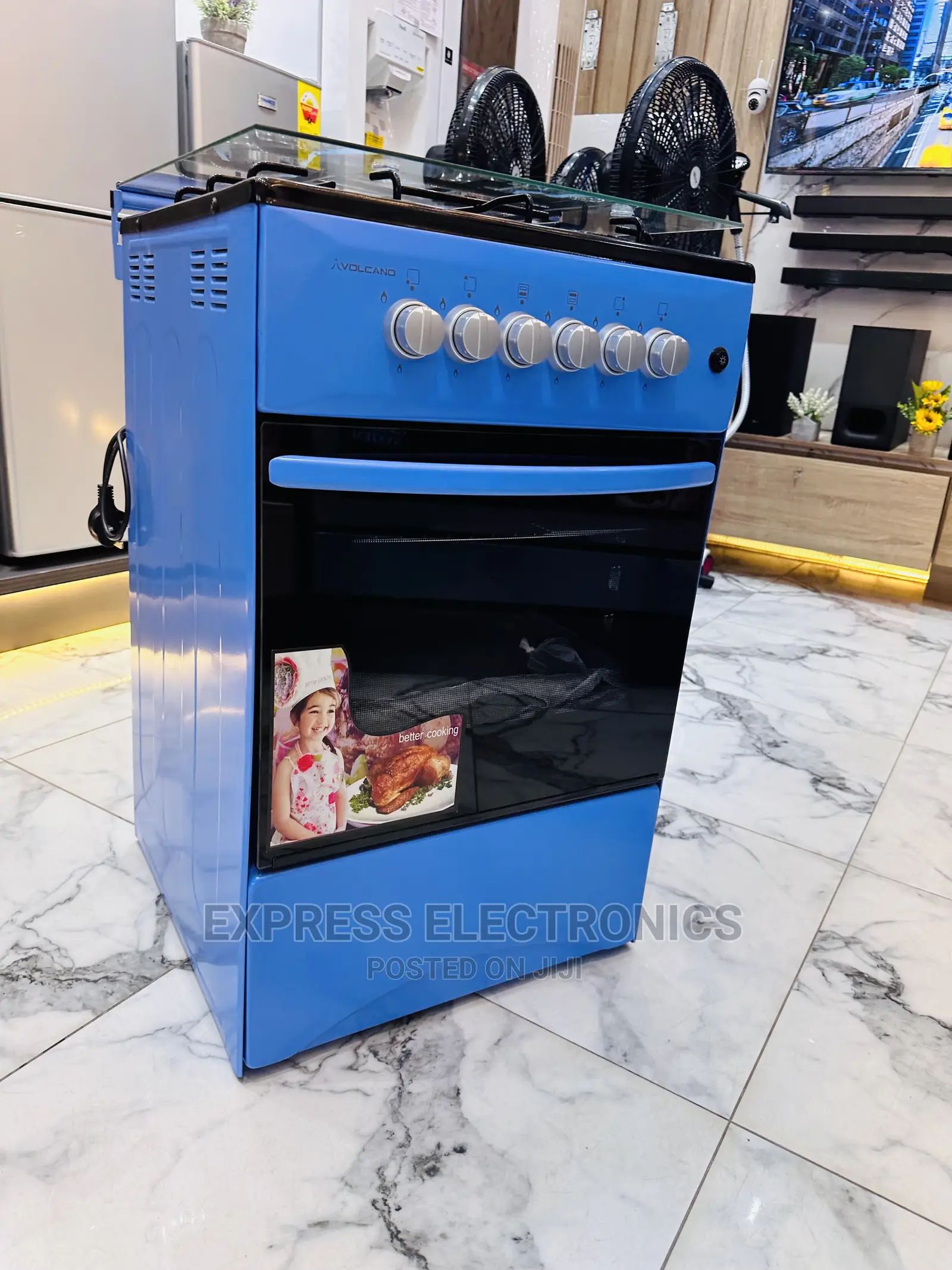 Blue~4burner~Gas Cooker~Oven~50/50
