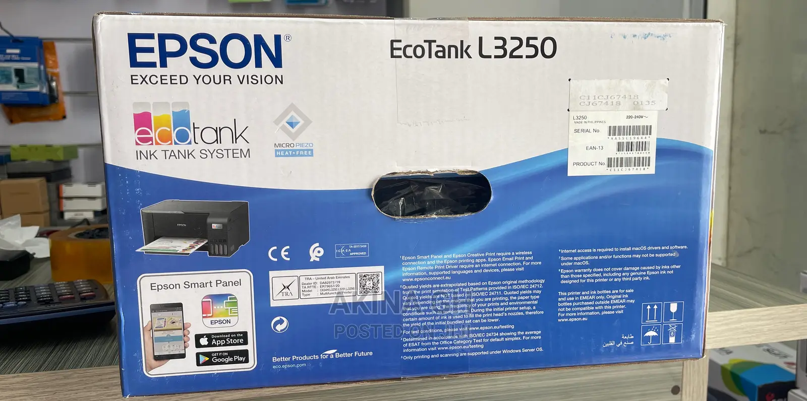 Epson L3250 Wifi Multifunction Ecotank Printer