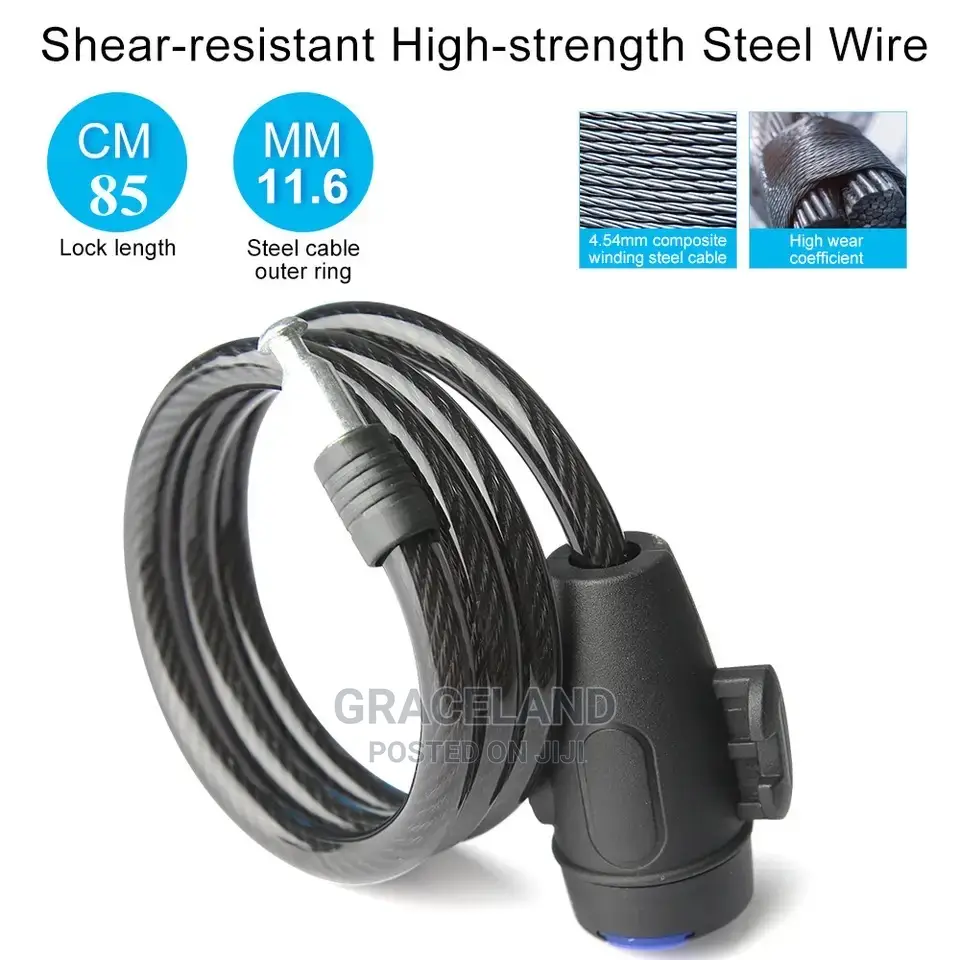 Theft Spiral Steel Cable Universal Protective Bicycle Lock