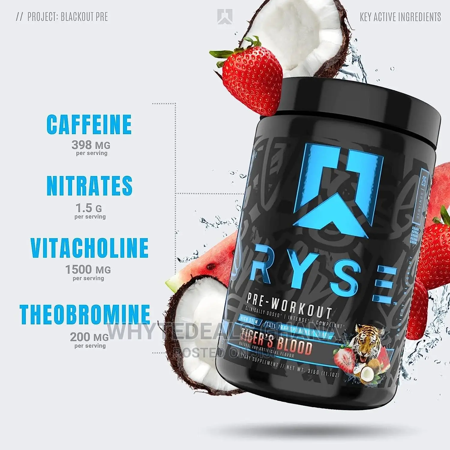Ryse Project Blackout Pre Workout Pump, Energy, and Streng