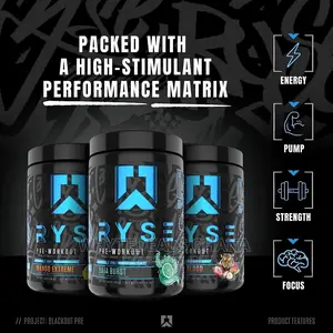 Ryse Project Blackout Pre Workout Pump, Energy, and Streng