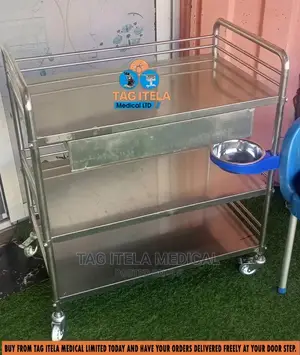 Medicine Trolley (3 Steps Stainless With Drawers)