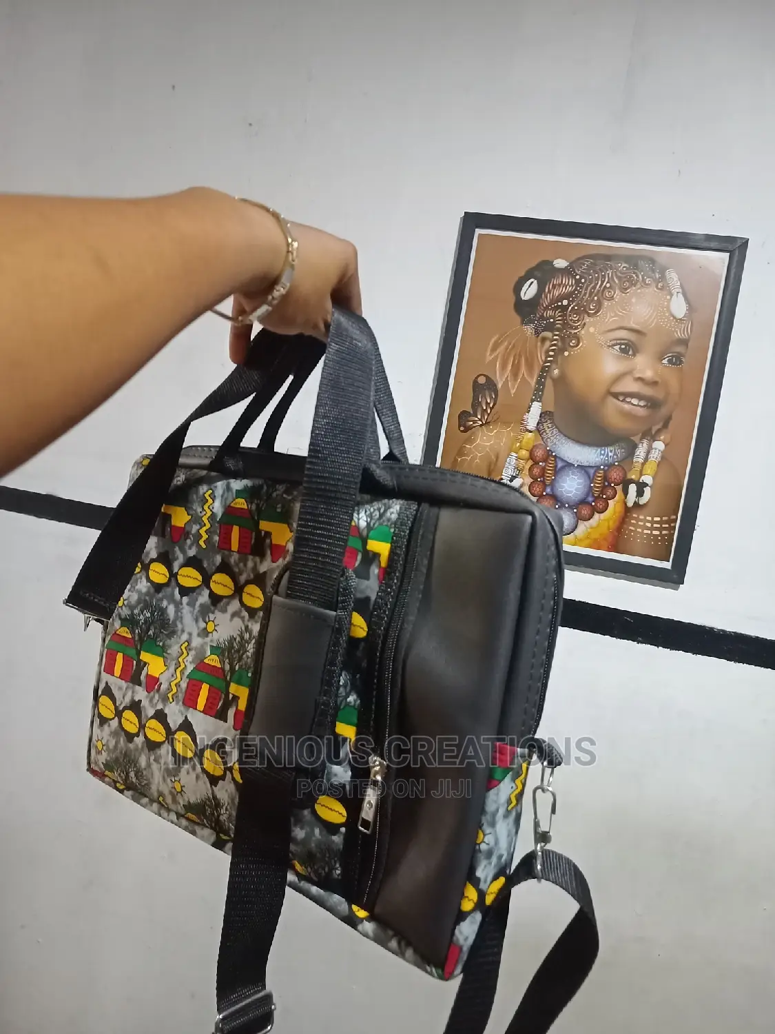 African Print /Leather Offlice/Laptop Bag
