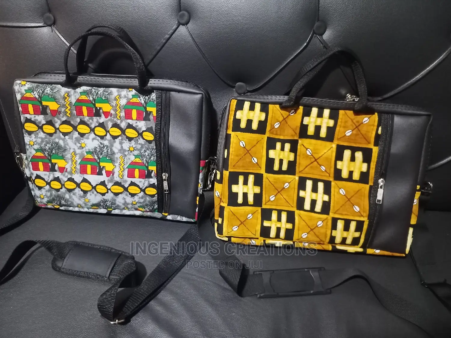 African Print /Leather Offlice/Laptop Bag