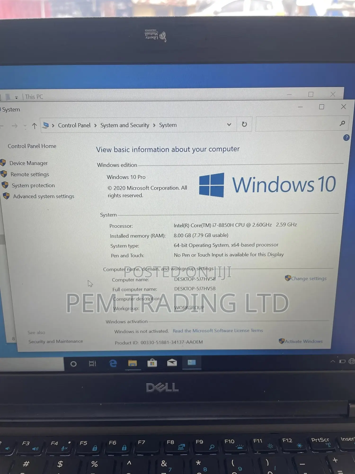 Laptop Dell Latitude 5491 8GB Intel Core I7 SSD 256GB