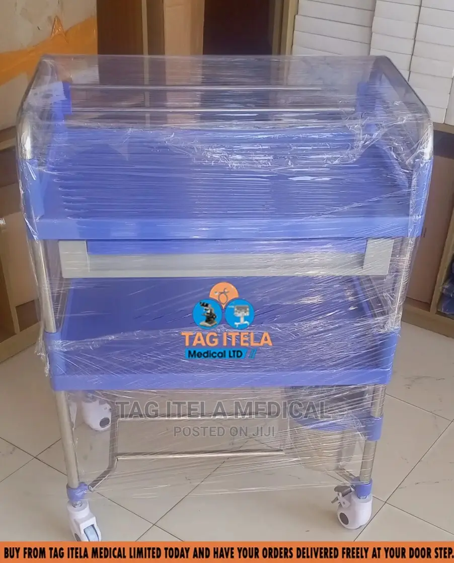 Medicine Trolley (2 Steps Plastic With Drawer)