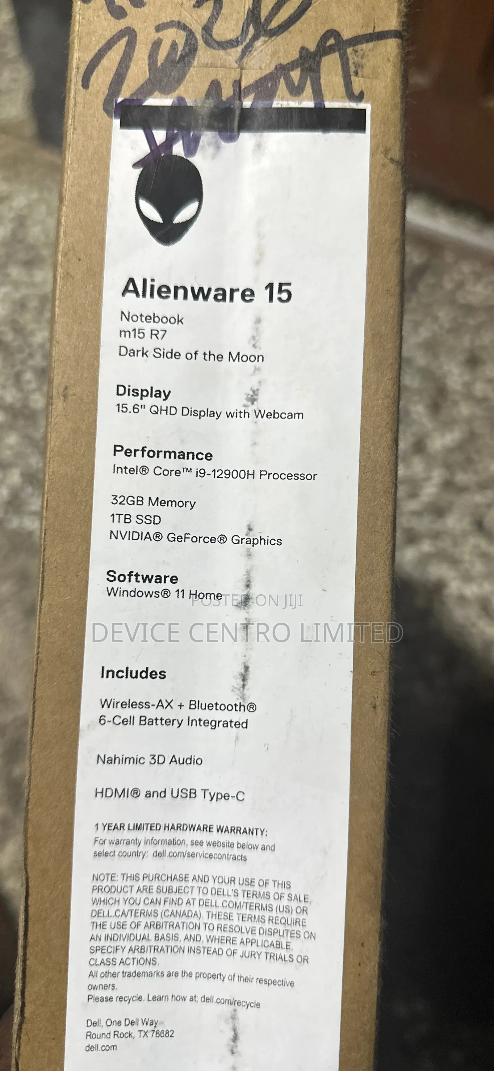 New Laptop Dell Alienware M15 R7 32GB Intel Core I9 SSD 1T