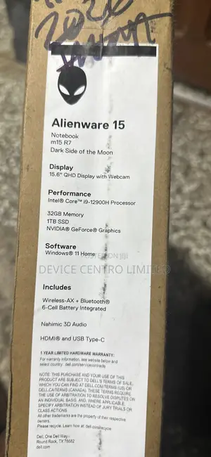 New Laptop Dell Alienware M15 R7 32GB Intel Core I9 SSD 1T