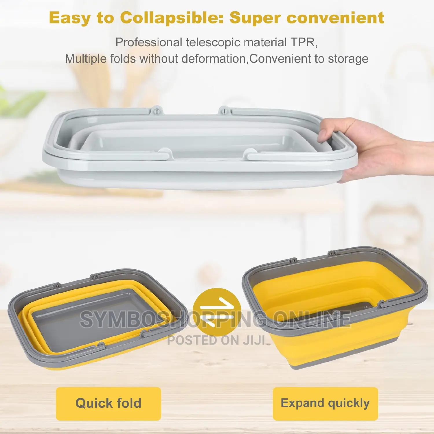 Collapsible Foldable Basket With Carry Handles