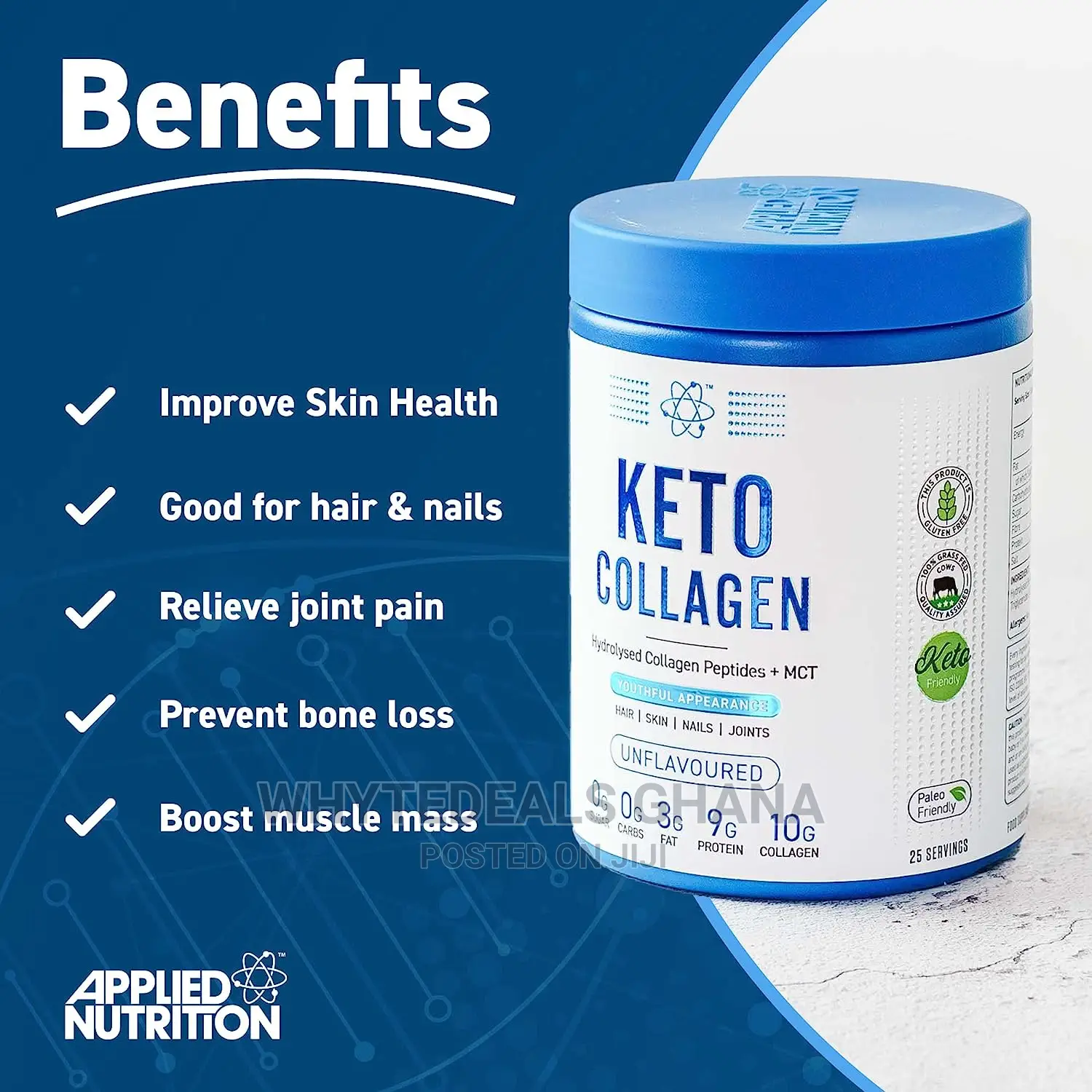 Be Beautiful| Applied Nutrition Uk Keto Collagen| Skin| Nails| 0-sugar