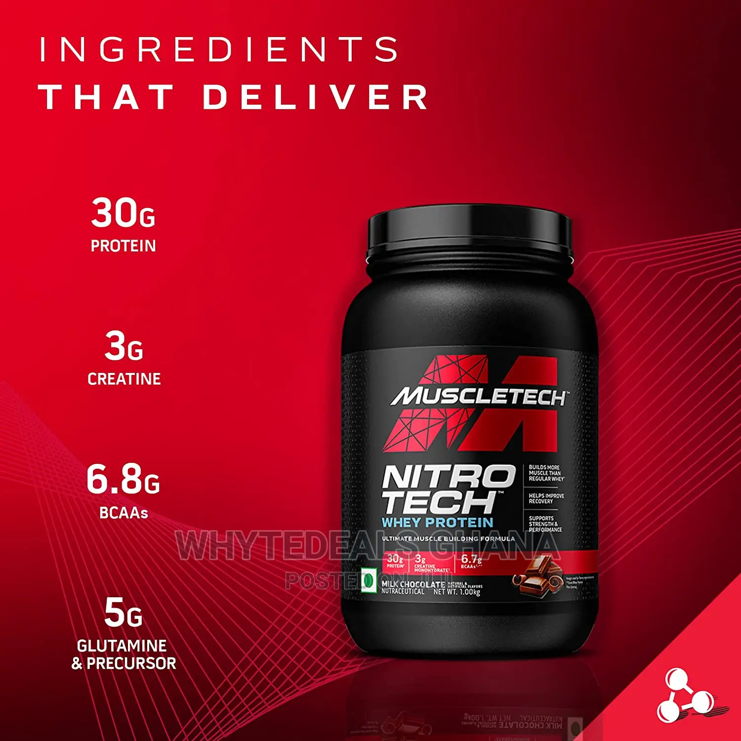 Muscletech Nitrotech Whey Protein Isolate 4 MUSCLE GAIN 2LBS