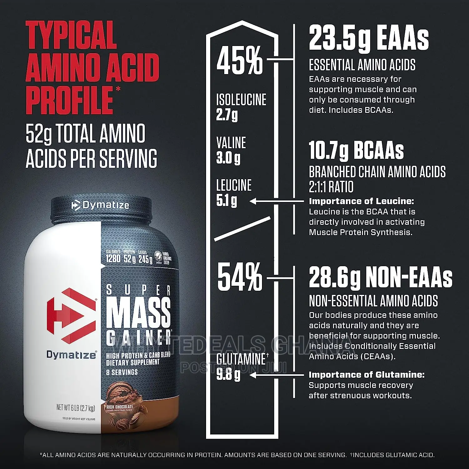 Dymatize Super Mass Gainer Protein Bcaas WEIGHT GAINER 6LBS