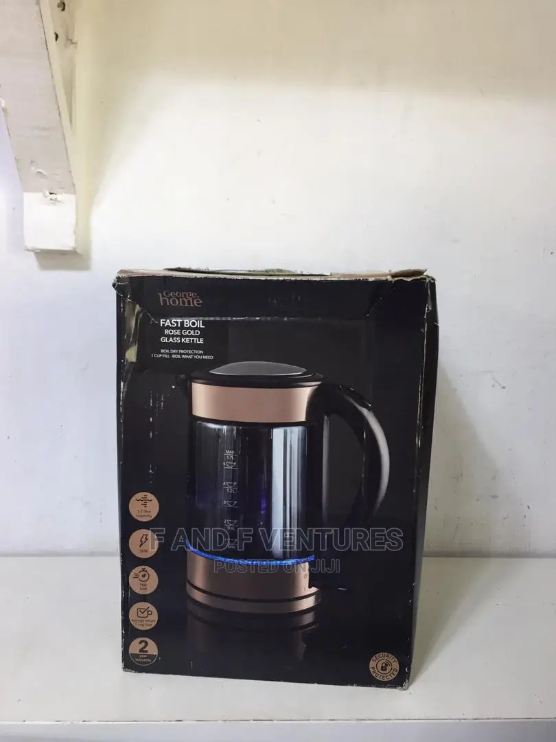 George Home Rose Gold Glass Kettle- UK