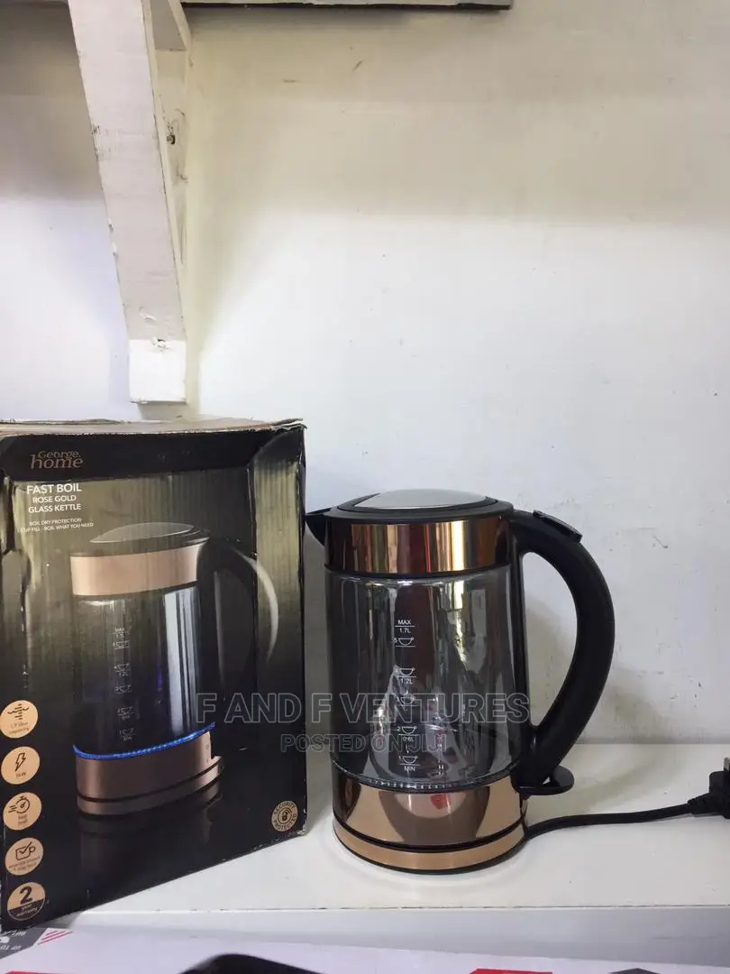 George Home Rose Gold Glass Kettle- UK