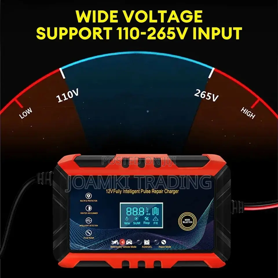 Car Battery Charger,12v Intelligent Pulse Repair LCD Display