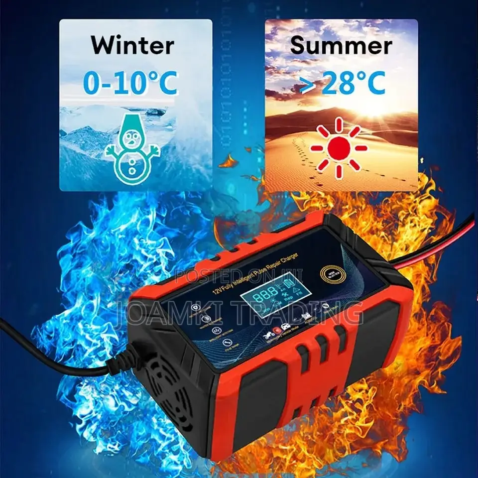 Car Battery Charger,12v Intelligent Pulse Repair LCD Display