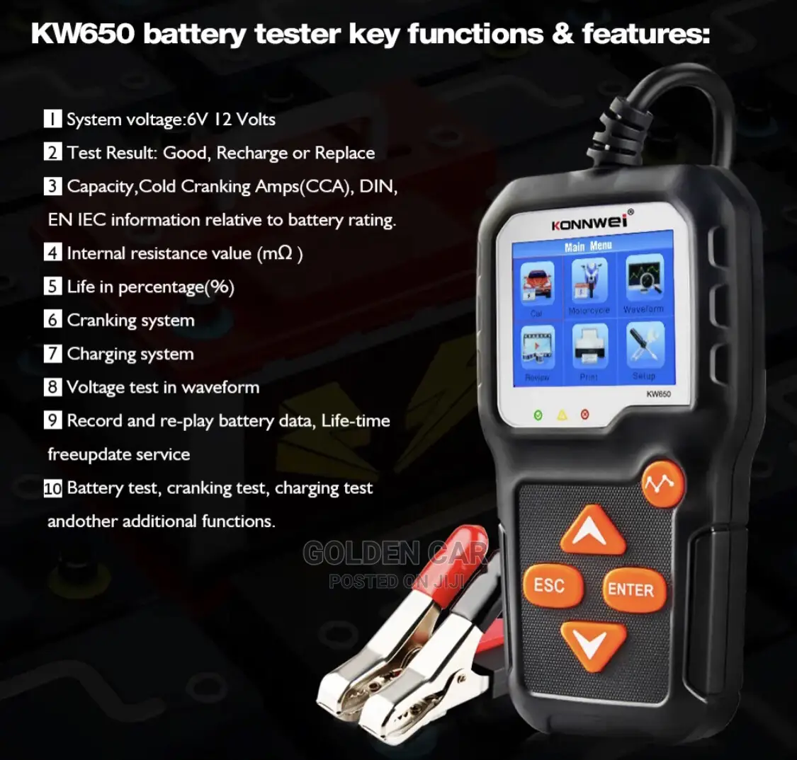 Konnwei KW650 Car Battery Tester 6v-12v