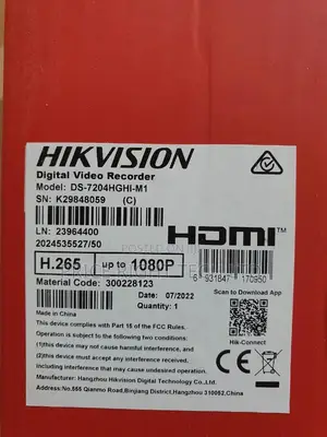 Hikvision 4 Channel 720p 1u H.265 DVR