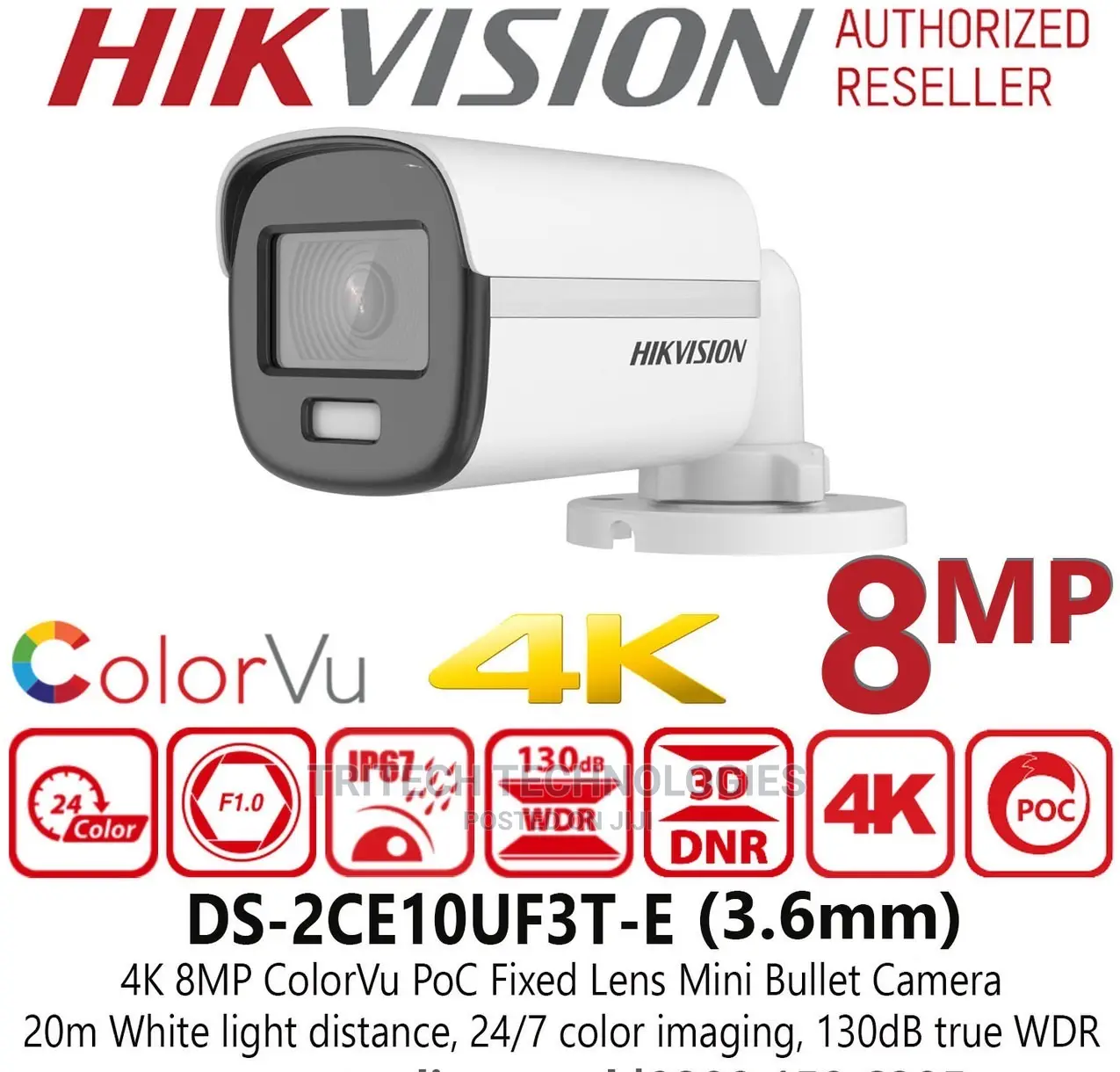 Colorvu Poc Fixed Mini Bullet Camera DS-2CE10UF3T-E