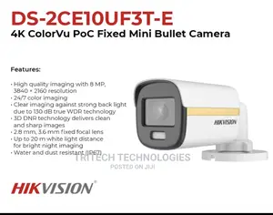 Colorvu Poc Fixed Mini Bullet Camera DS-2CE10UF3T-E