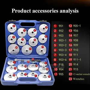 23pcs Set Car Oil Filter Cap Kit With Wrench