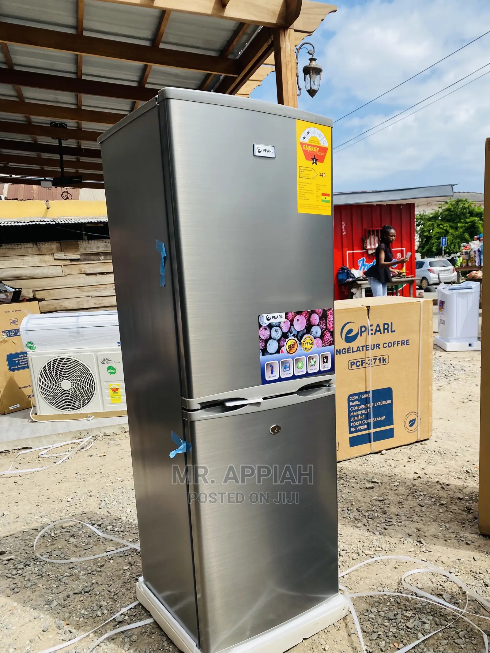 140L,Lovely Pearl PF-200B 2 Door Fridge(Dark Gray) 