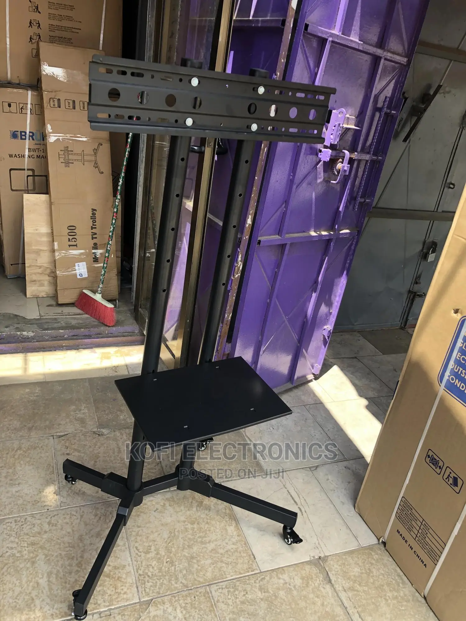 (Strong)Trolley Mount TV Stand on Wheels Height Adjustable