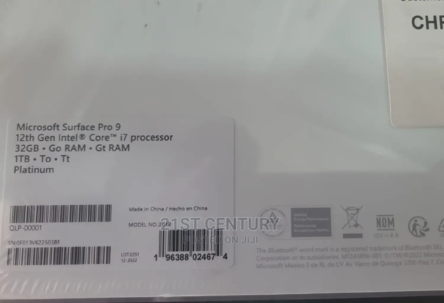 New Laptop Microsoft Surface Pro 9 32GB Intel Core I7 SSD 1T