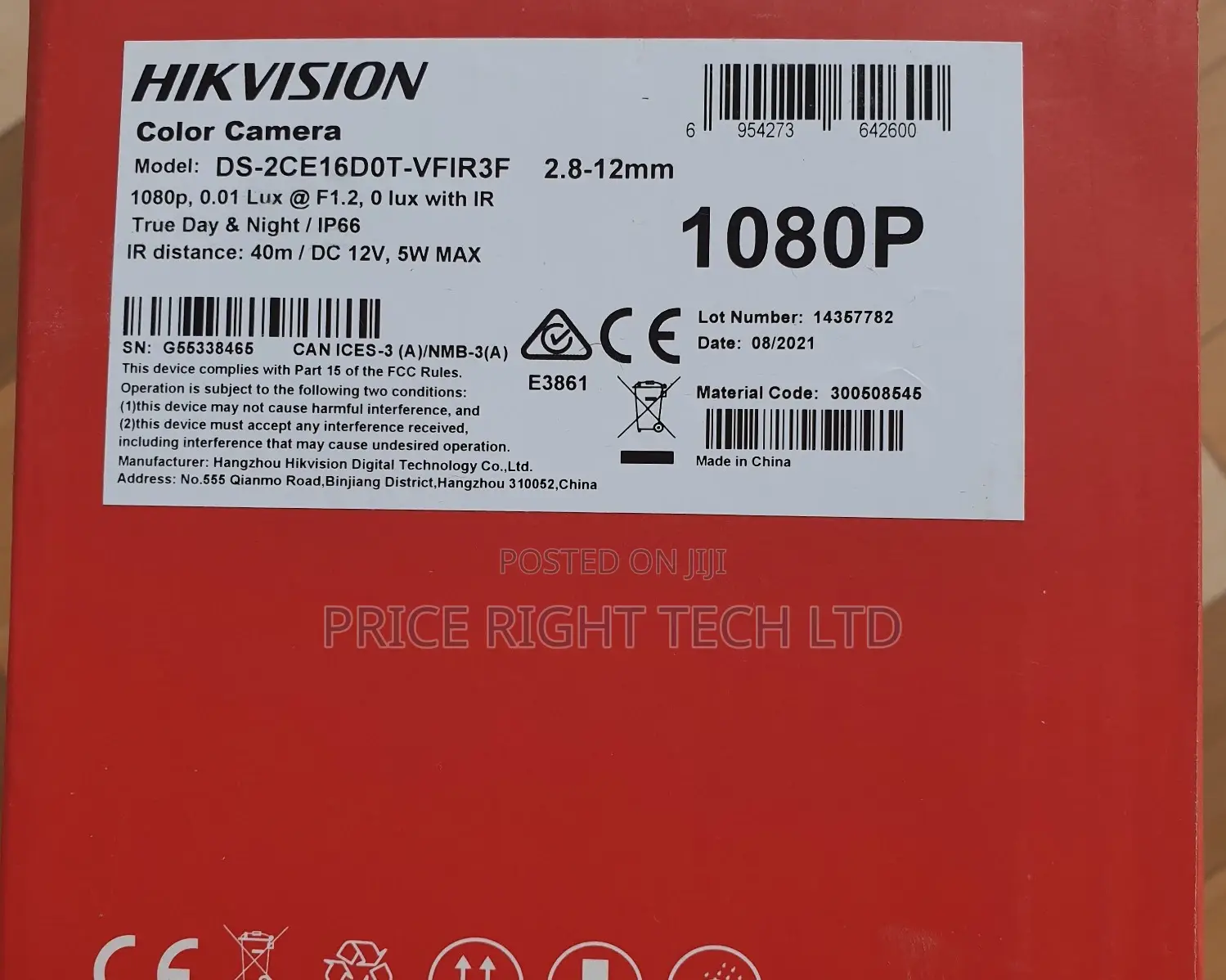 Hikvision 2mp Ds-2ce16d0t-Vfir3f Vari-Focal Lens