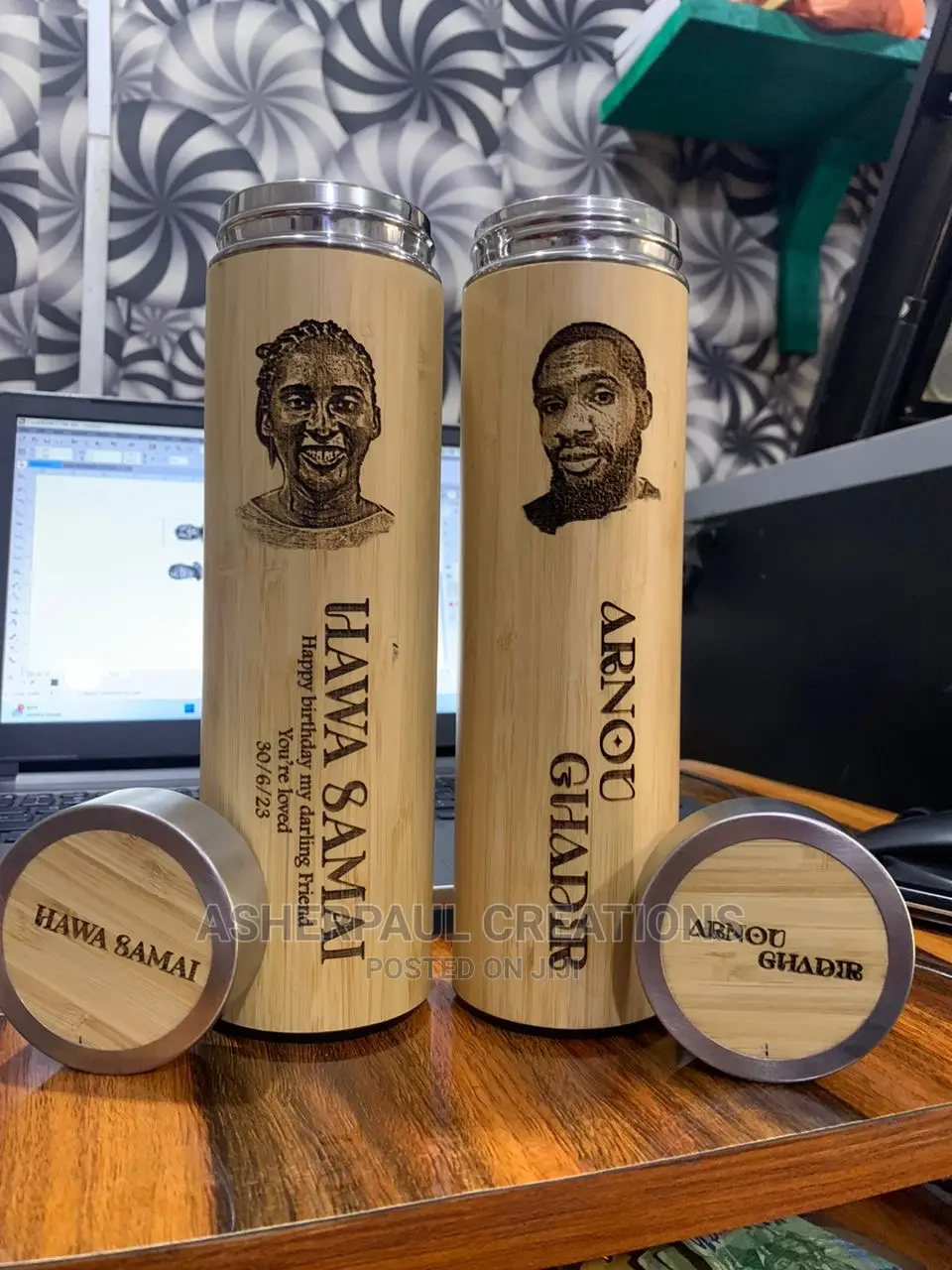 Customize Bamboo Flask And Bamboo Book With Pen