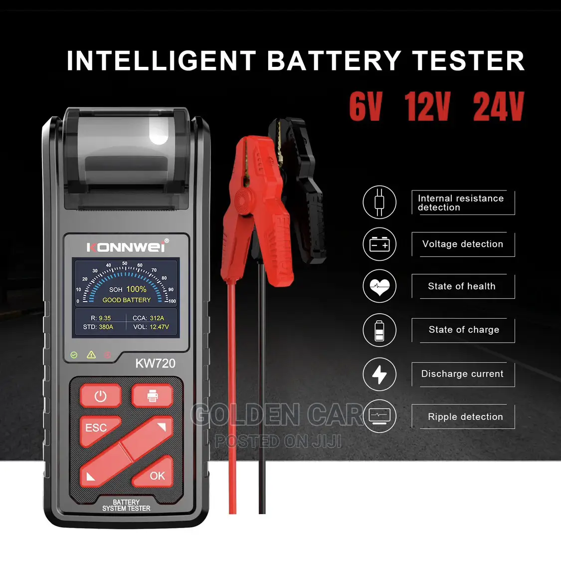 Konnwei Kw720 Car Battery Tester 6v,12v,24v