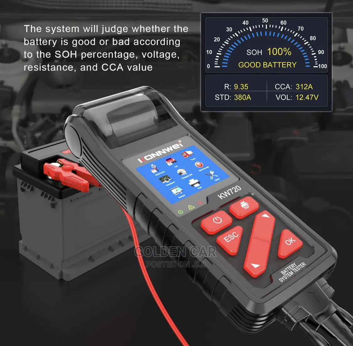Konnwei Kw720 Car Battery Tester 6v,12v,24v