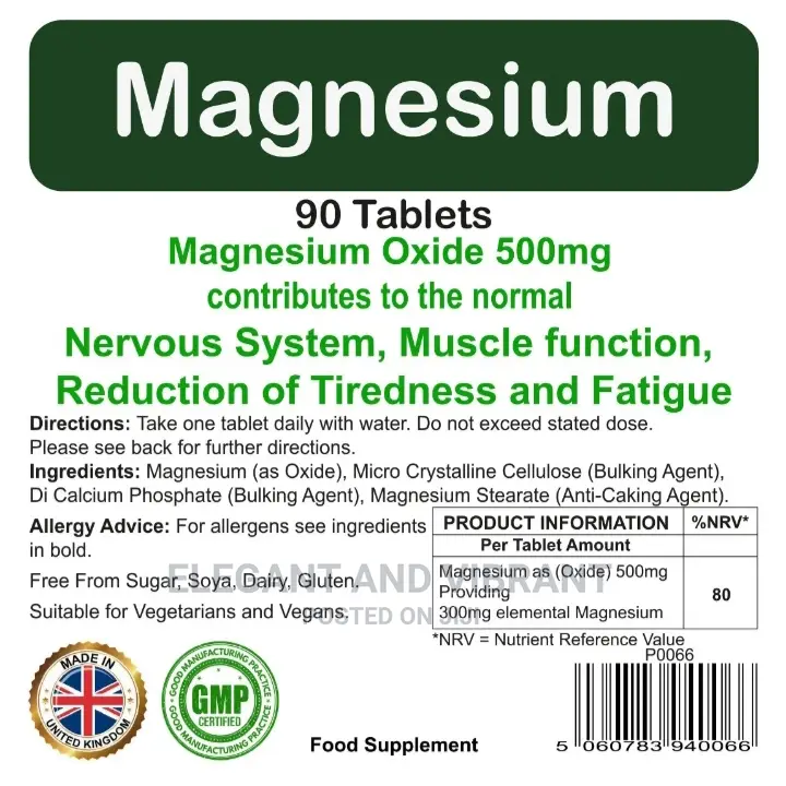 MAGNESIUM Tab 500mg 90tab Muscle Function,Fatigue,Tiredness