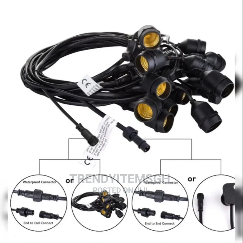 10M 20 Bulb Holder LED String Light Wire Cable + 20 Bulbs