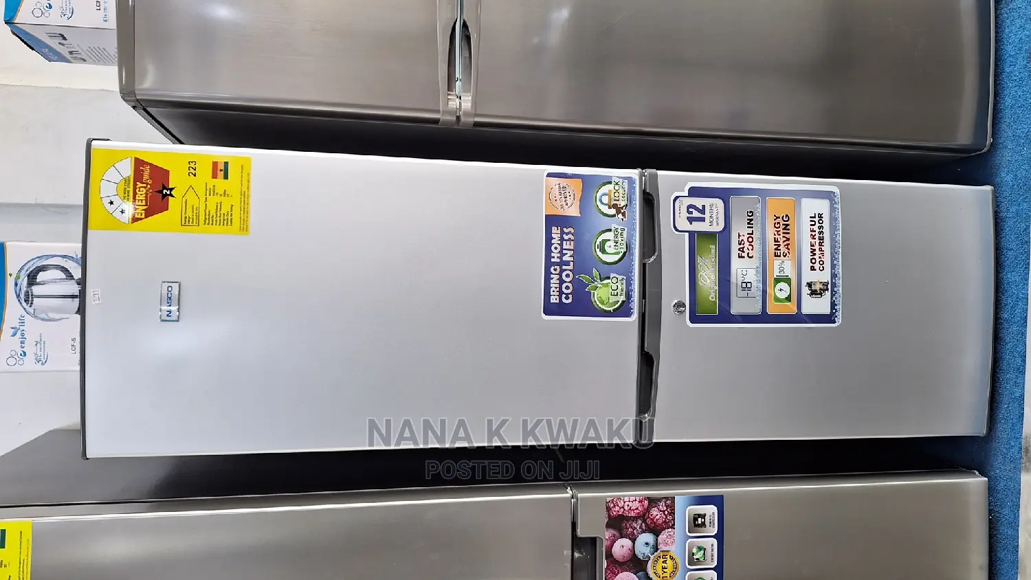 Silver Nasco Nasd2-24 Double Door Fridge With Freezer
