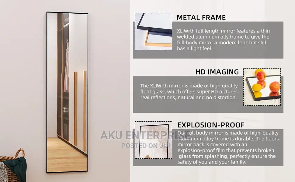 Full-Length Vanity Mirror, Hanging and Standing