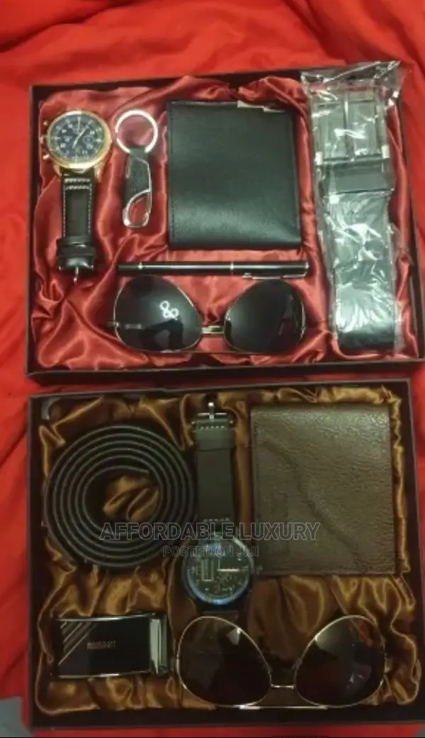 Luxury Men's 6 in 1 Watch Glasses Pen Keychain, Belt Wallet