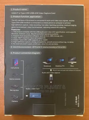 Usb-C/Usb-a to HDMI Video Capture Card - 2 in 1