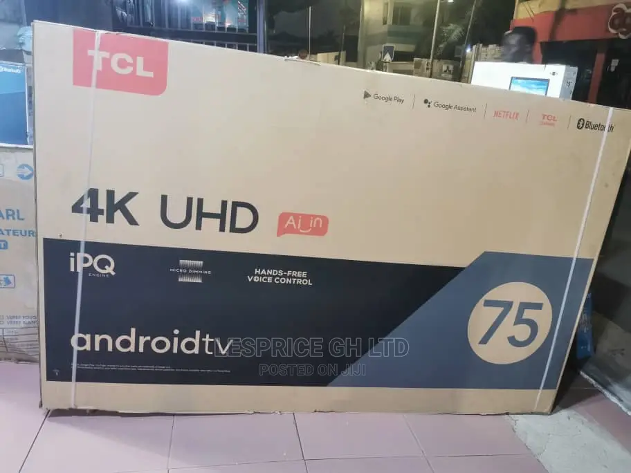 Exclusive TCL 75” Android Bluetooth Wi-Fi AI TV