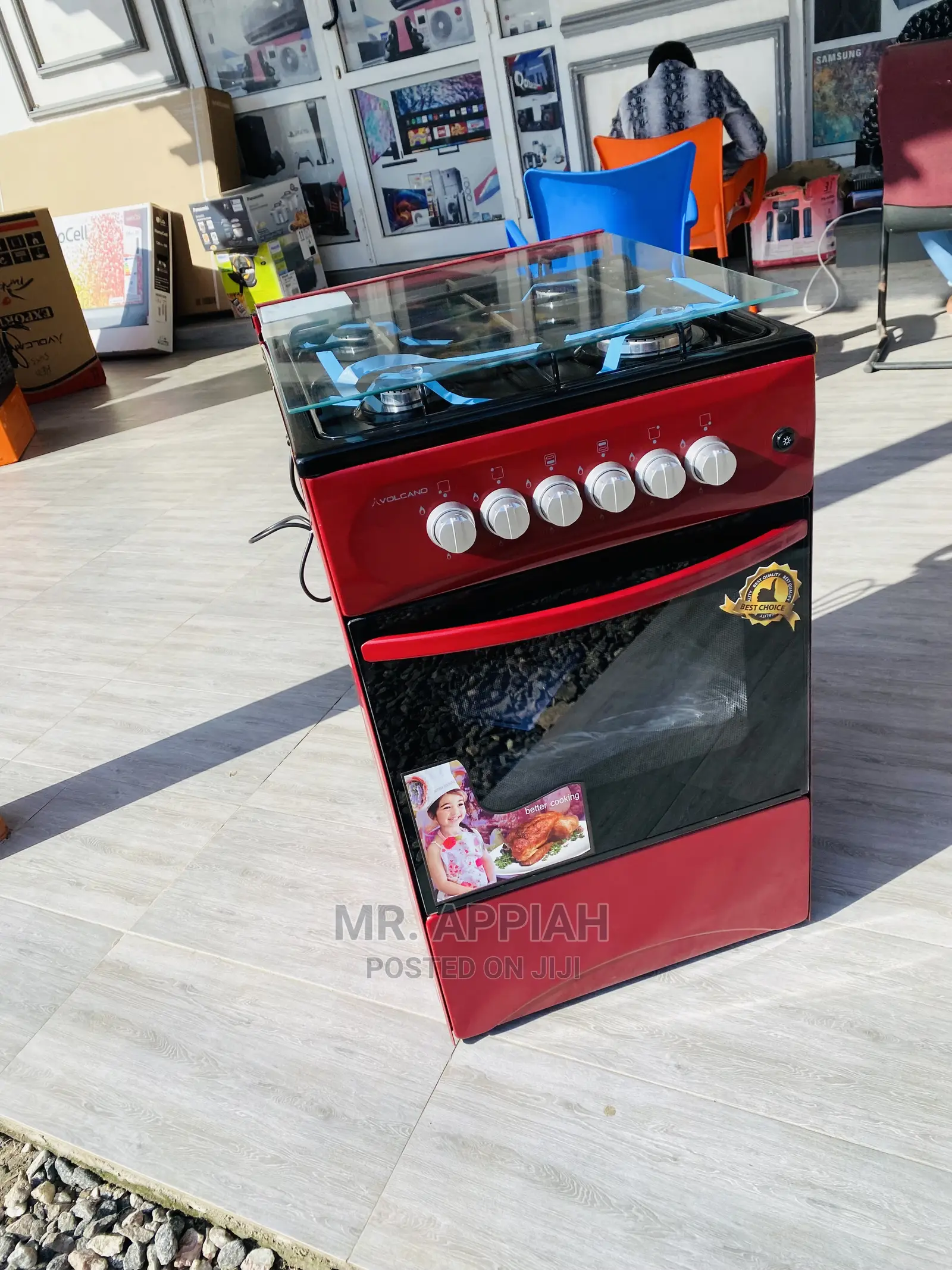 (Red)Sleek Volcano 50x50 Oven Grill 4 Gas Burner on Sale.
