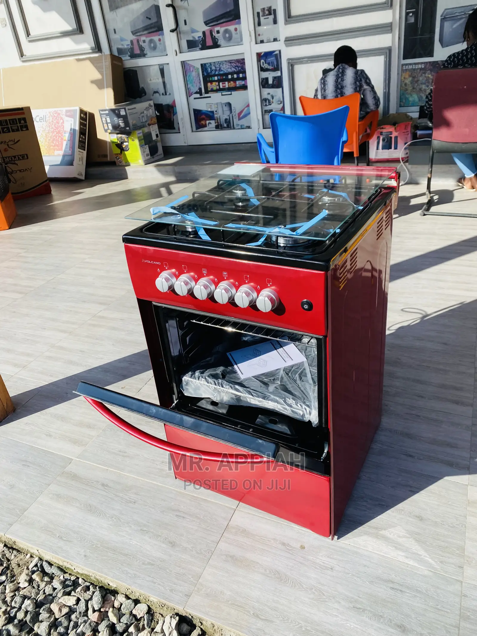 Easy Maintenance Cleaning Volcano 4 Gas Cooker(Red)50x50.