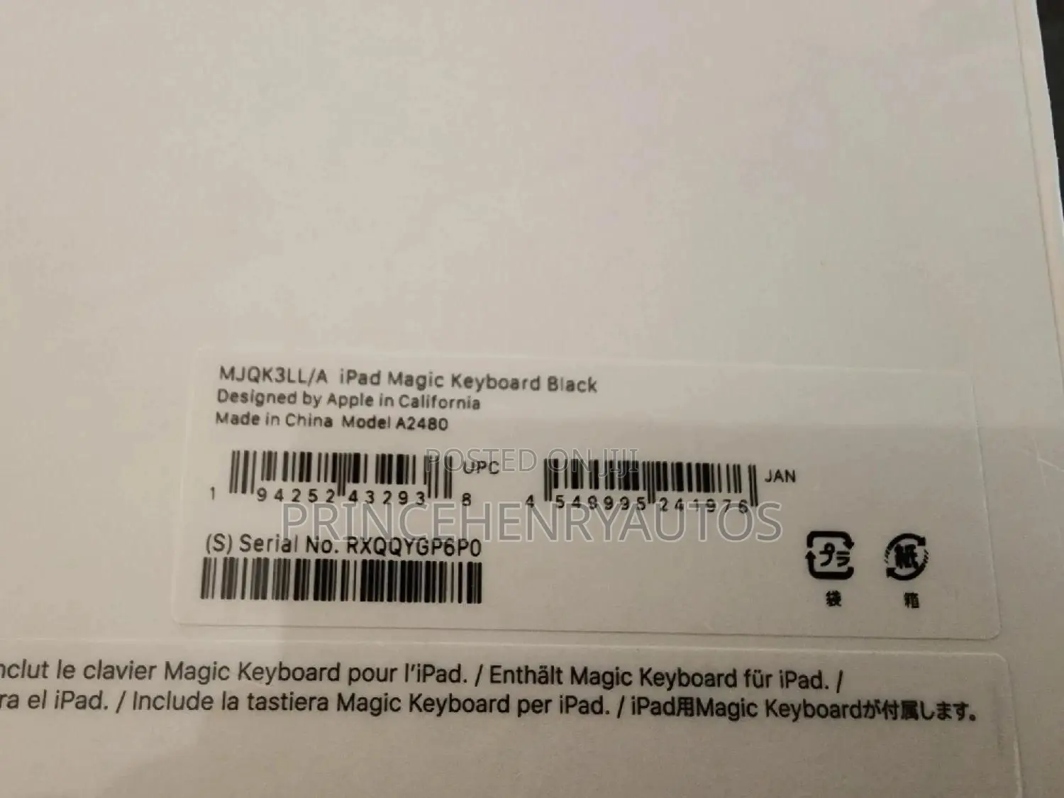 Apple Magic Keyboard for iPad Pro 12.9 ‎Mjqk3ll/A